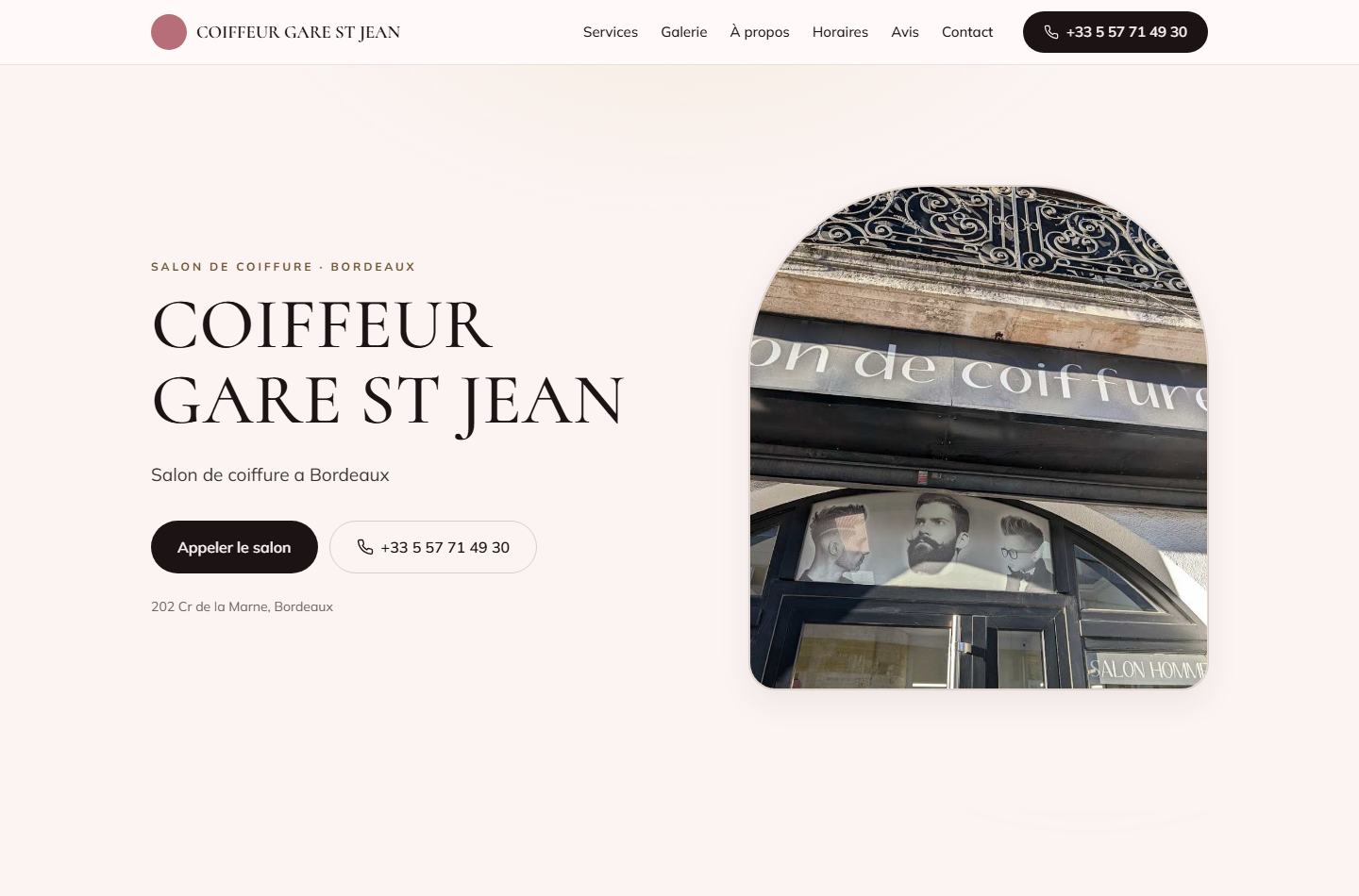 Capture de la vitrine Coiffeur Gare St Jean